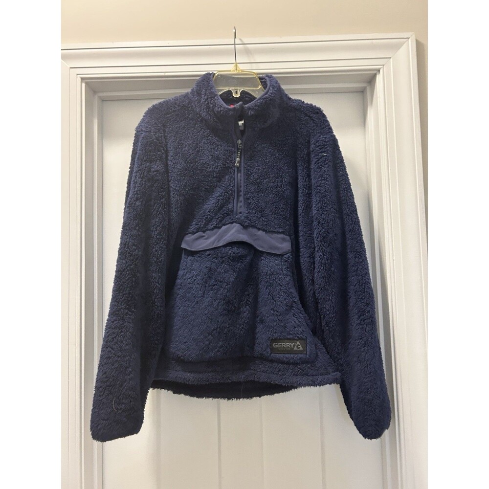 Gerry Men’s Fleece Sherpa Kangaroo Jacket Pullover Dark Blue Size Medium Outdoor